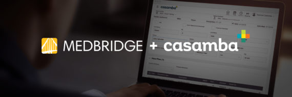 MedBridge Casamba Skilled Logos over Casamba EMR on Laptop