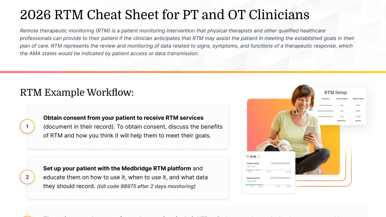 2026 RTM Cheat Sheet for PT and OT Clinicians | Medbridge