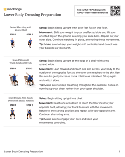 An exercise guide from medbridge featuring seated lower body exercises with visual aids for healthcare education.
