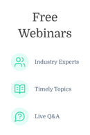 Promo for free medbridge webinars highlights industry experts, timely topics, and live Q&A with icons.