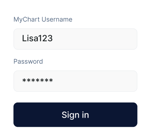 Login screen for medbridge with username "Lisa123" and a sign in button.