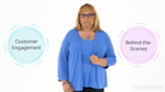 A person in blue stands between graphics labeled "Customer Engagement" and "Behind-the-Scenes," with a medbridge watermark.
