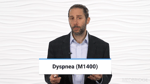 A professional holds a clicker with "Dyspnea (M1400)" on the medbridge screen.