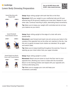 An exercise guide from medbridge featuring seated lower body exercises with visual aids for healthcare education.