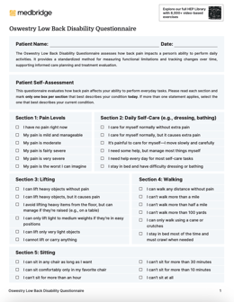 Oswestry Low Back Disability Questionnaire PDF
