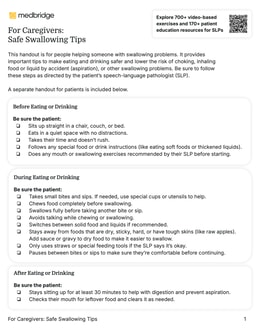 Safe Swallowing Strategies Handout PDF