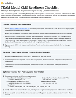 TEAM Model Readiness Checklist