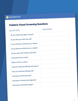 Sergent Handout: Pediatric Visual Screening Questions and Physical Exam Guidelines