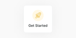 Rocket icon with "Get Started" text on a white background.
