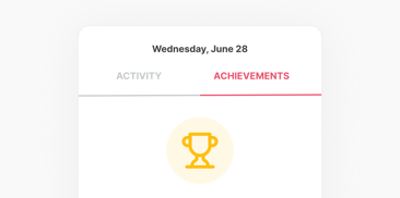 A Medbridge interface showing a yellow trophy icon under the "Achievements" section on June 28.