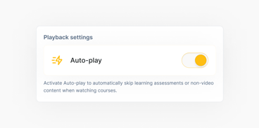 Playback settings interface on medbridge platform with auto-play enabled, bypassing assessments.