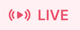 Red play button icon with sound waves and the word "LIVE" on a pink background, for Medbridge.