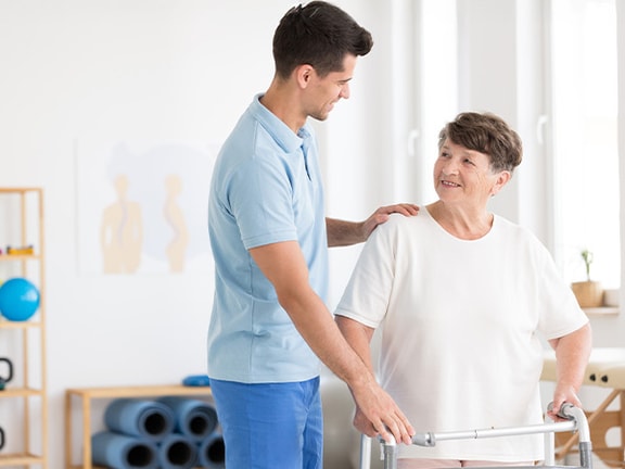 gentlement helping senior women - ampac score
