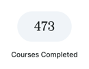 The number 473 above "Courses Completed" in black text on white, representing healthcare training achievements with medbridge.
