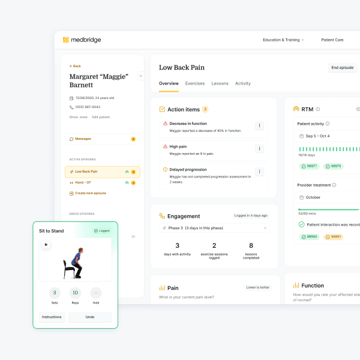 Screenshot of Medbridge patient care pathway builder.