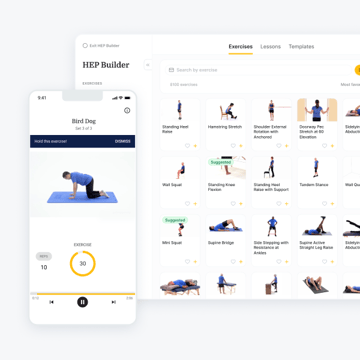 Screenshot of early Medbridge home exercise program.