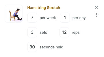 A woman does a hamstring stretch on a chair as part of her healthcare training for medbridge.