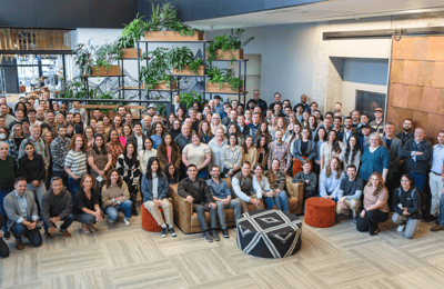 Medbridge employees gathered for a team photo in the office.