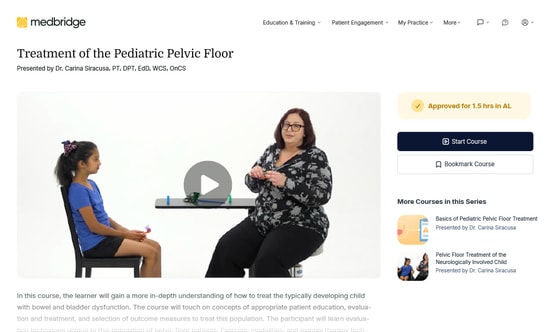 During a Medbridge session, a woman and a child sit across a table for an engaging learning experience.