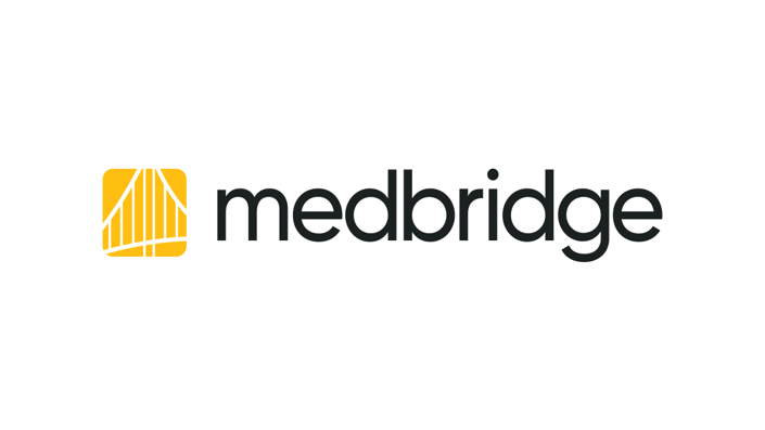 Medbridge logo with a yellow square and white bridge on the left, and "medbridge" in black lowercase on the right.