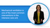 A woman in a video discusses mechanical ventilation's importance in ICU care for digital healthcare education on Medbridge.