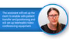 A woman with glasses stands by text about setting up a room for safe patient transfer and telehealth integration with medbridge software.