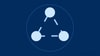 Against a dark blue background, three light blue interconnected circles form a triangle, symbolizing medbridge's harmony in healthcare and education.