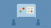 Two human icons face each other with a speech bubble of geometric shapes, representing digital healthcare communication for medbridge.