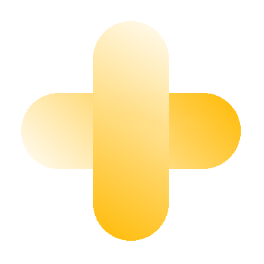A yellow gradient plus sign with rounded edges on a transparent background, suitable for medbridge.