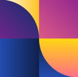 Abstract geometric design with colorful quadrants and semicircles, often seen in modern digital healthcare like medbridge.