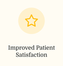Yellow star icon with "Improved Patient Satisfaction" text, plain background, medbridge context.
