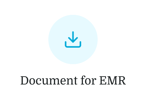 A blue download icon above "Document for EMR" text, referencing medbridge patient care or healthcare education.