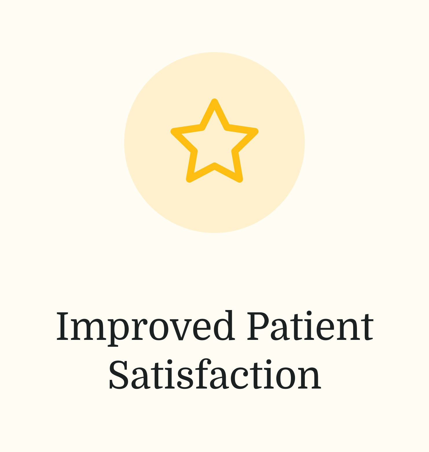 Yellow star icon with "Improved Patient Satisfaction" text, plain background, medbridge context.