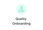 Illustration of a person over a hand with "Quality Onboarding" text below for medbridge.