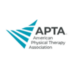 The APTA logo includes a blue triangle with the words "APTA American Physical Therapy Association," representing its dedication to improving physical therapy, is next to the medbridge logo.