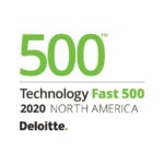 Deloitte Technology Fast 500 logo for 2020 highlights innovation, featuring bold green '500' text.
