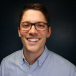 A smiling person in glasses and a light blue shirt represents Medbridge healthcare education.