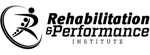 Rehabilitation & Performance Institute logo with a moving figure and bold text, emphasizing hybrid care and innovative software.