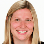 A smiling person with shoulder-length blonde hair on a plain white background, referencing medbridge.