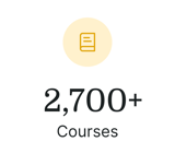 A yellow open book icon above "2,700+ Courses" on a white background, medbridge branding.