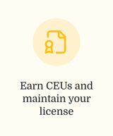 Yellow certificate icon on circle, text: "Earn CEUs with medbridge healthcare education.