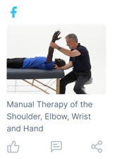 A therapist assists a patient with arm exercises, promoting advanced care through medbridge's integrated healthcare education software.