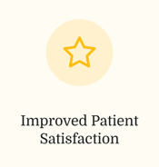 Yellow star icon with "Improved Patient Satisfaction" text, plain background, medbridge context.