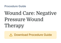 Procedure Guide: Wound Care: Negative Pressure Wound Therapy" with a yellow "Download Procedure Guide" button below, medbridge.