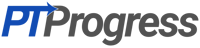 The logo shows "PT Progress" with "PT" in blue and an arrow, and "Progress" in sleek gray, embodying hybrid care innovation, in collaboration with medbridge.