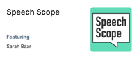 Speech Scope graphic featuring Sarah Baar with a speech bubble logo, associated with medbridge.