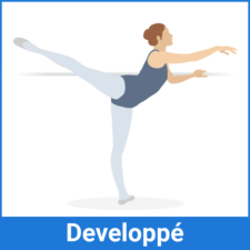 Illustration of a ballet dancer in a développé, symbolizing balance and discipline, similar to medbridge training.