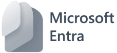 Microsoft Entra logo with a gray geometric icon and “Microsoft Entra” text, suitable for medbridge patient care tools.