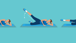 Illustration of a side-lying leg lift exercise on a mat from start to finish, by medbridge.