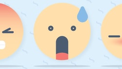 Three emojis: angry with gritted teeth, surprised with sweat drop, and blushing with closed eyes.